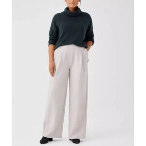 Eileen Fisher $228 Boiled Wool Jersey Wide Leg Pants Chalk Womens 2X NEW